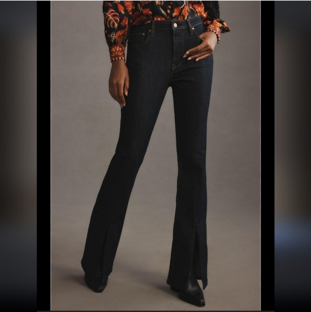 Pilcro high rise split front boot cut dark wash jeans size 24 NWOT